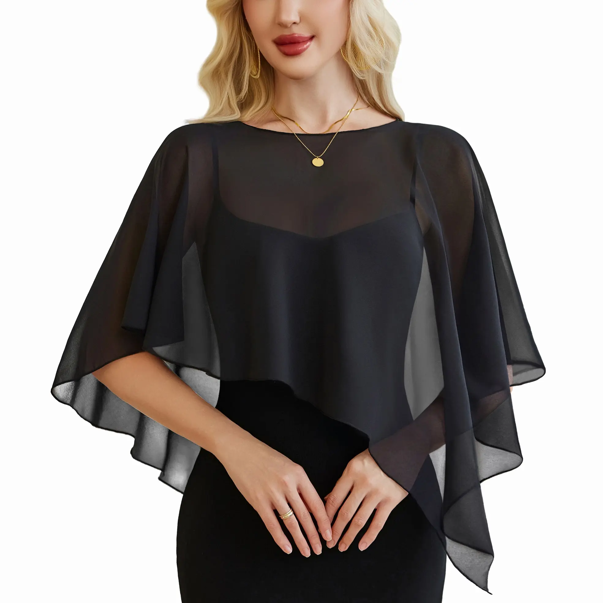 Avidlove Women's Chiffon Capelet Batwing Sleeves Elegant Evening Wedding Shawl Wrap Sheer Mesh Asymmetric Hem Formal Cover Up Avidlove Women's Chiffon Capelet Batwing Sleeves Elegant Evening Wedding Shawl Wrap Sheer Mesh Asymmetric Hem Formal Cover Up