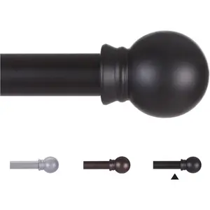 48 to 84- 92inch Curtain Rod, 5/ 8inch Matte Black Curtain Rod, Stainless Steel Small Curtain Rod, Suitable for Bedroom, Living Room, Kitchen, Farmhouse, Outdoor Curtain Rod Black
