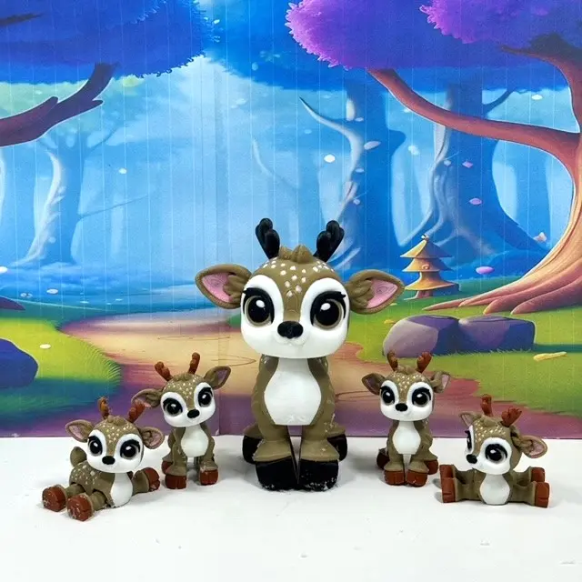 5pcs 3d Printed Christmas Reindeers, Articulated Tiny Animal Baby Reindeers, Fidget Reindeers Toy
