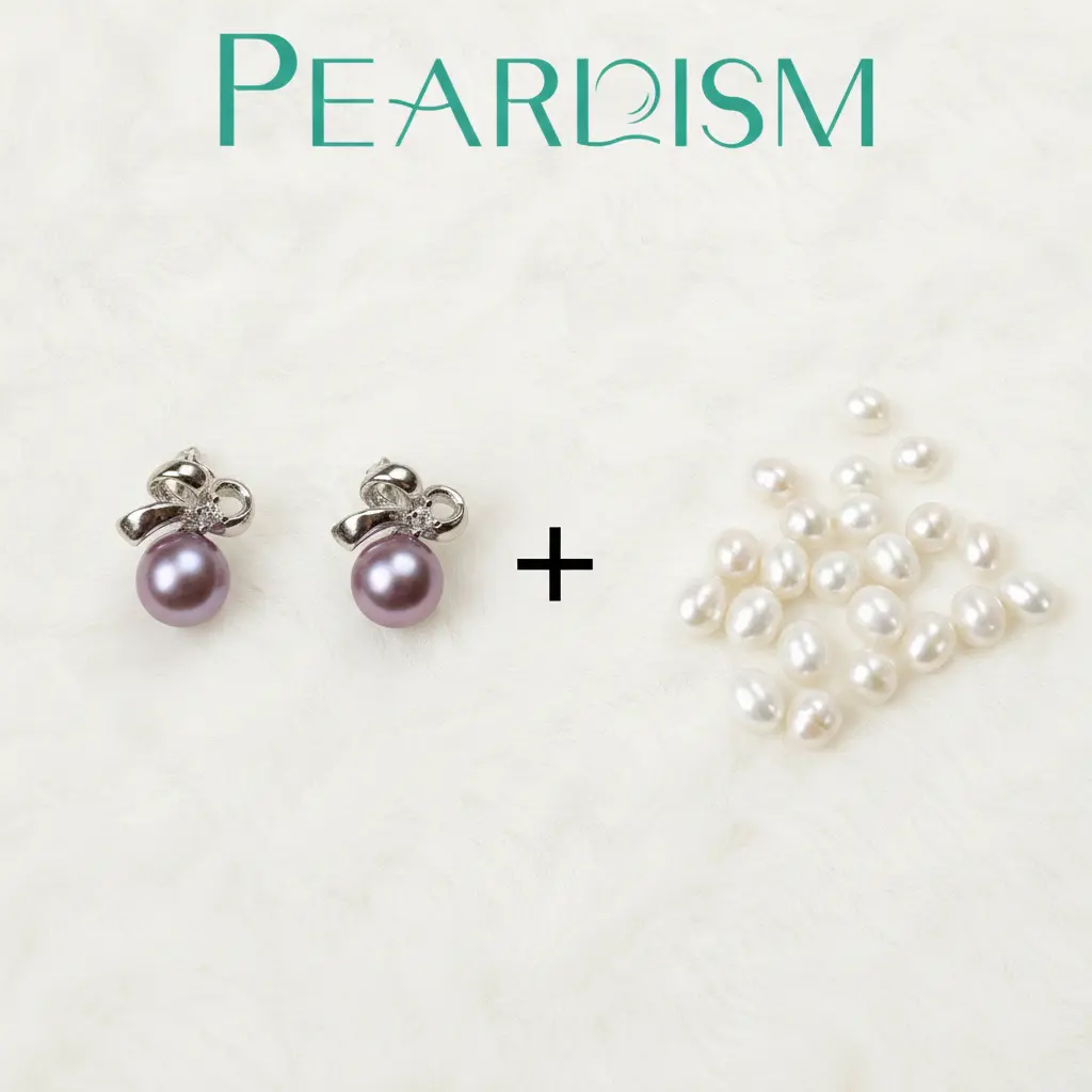 Pearl Earrings  with  Freshwater pearl gift  (20 pearls) [Open in live]｜Freshwater  Pearl  Earrings Random Pearl Color in Jewelry