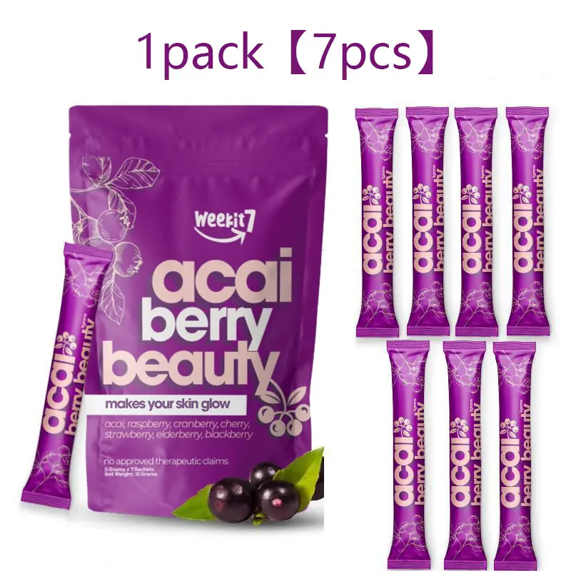 Weekit7 Organic 7-in-1 Mixed Berries Powder, Chemical-Free Food Supplement with Acai, Raspberry, Strawberry, Cranberry, Cherry, Blackberry, Elderberry, Fiber, Rich in Dietary Fiber, Antioxidant, Vitamin C, Fitness & Skin Support