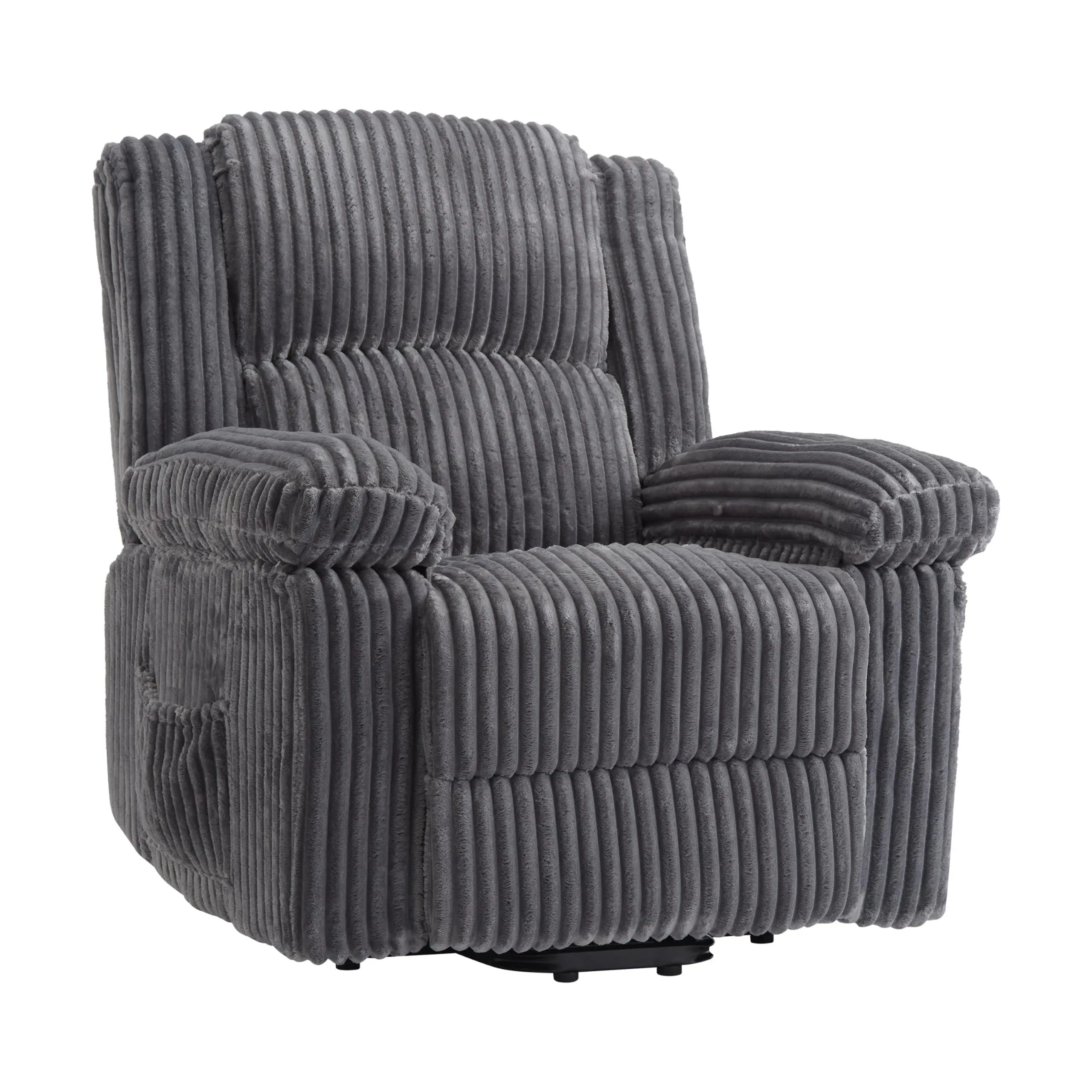 GARVEE Corduroy Recliner Chair, Manual Recliner Sofa with Handle, Pillow Top Arms, Thick Padding, Side Pocket, 330Lbs Capacity, Adjustable Recliner for Living Room, Bedroom, Home Theater, Dark Gray
