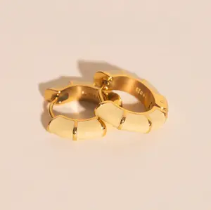 Color Block Chunky Rounded Huggie Hoop Earrings