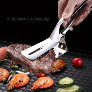 Stainless Steel Food Turner&Tongs,Non-Slip Heat Resistant for Grilling Steak Fish,Multi-PurposeKitchen Flipper Tool