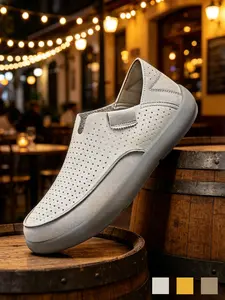 Men's Loafers Breathable Hollow-Out Perforated Solid Color Walking Shoes Low Top Flat Casual Shoes Minimalist Active Athletic Outdoor All Seasons for Travel Hiking Vacation Big Size11 11.5 12 12.5 Footwear