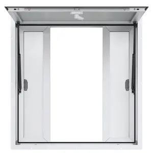 VEVOR Concession Window 36"x36",  Aluminum Alloy Food Truck Service Window with 4 Horizontal Sliding Windows & Awning Door & Drag Hook, Up to 85 Degrees Serving Window for Food Truck Concession Trailer