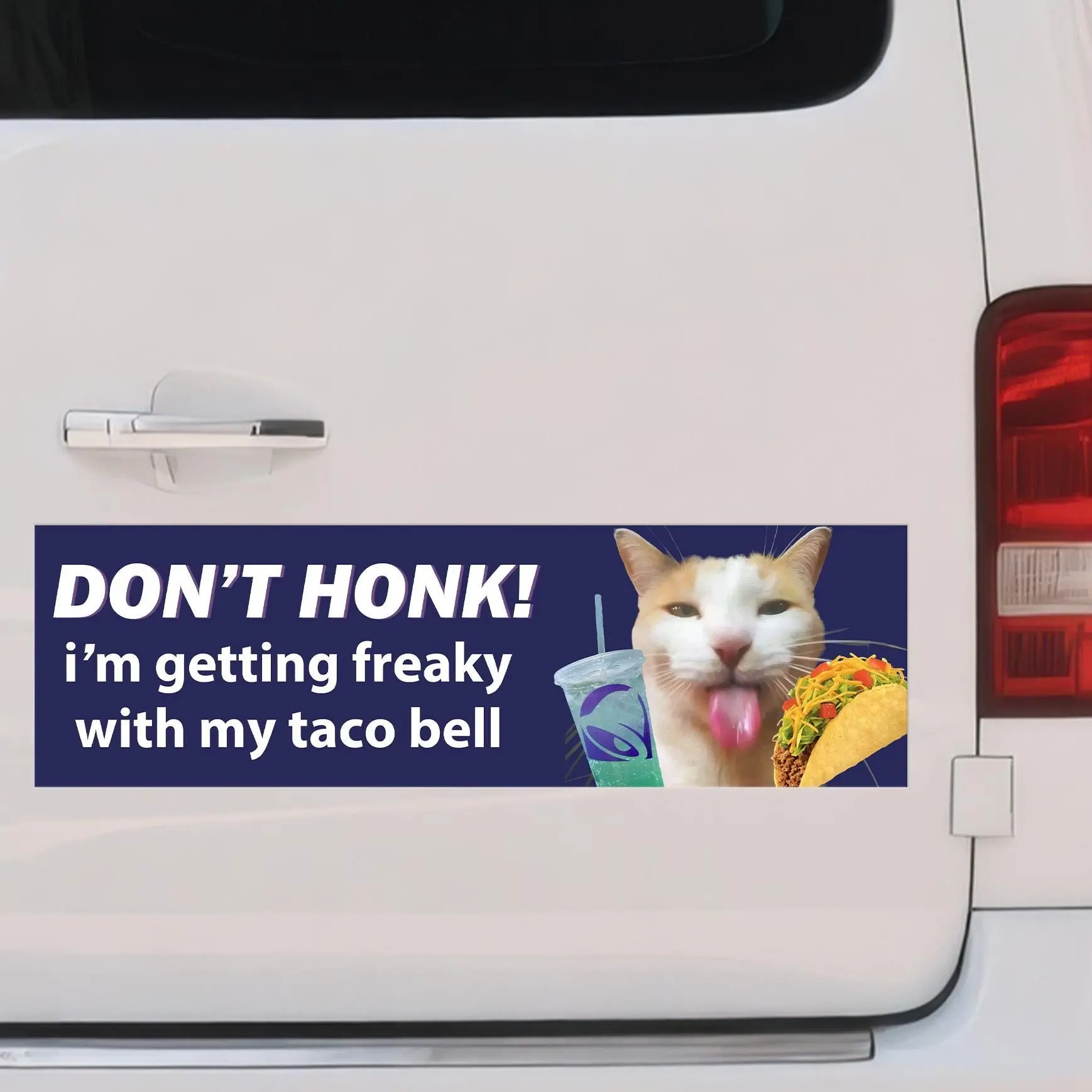 Don't HONKCar Sticker AND Magnet, Funny Meme Cringe Cat Taco Bell, Crunchwrap Enjoyer, Baja Blast Lover Gift