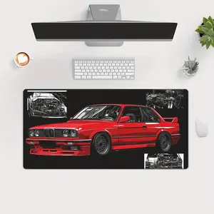 1pc Red Sports Car Gaming Mouse Pad - Durable Rubber Desk Mat for Office And PC, Non-Slip Base, Stylish Car Design for Gamers And Professionals, Mouse Pads for Desk
