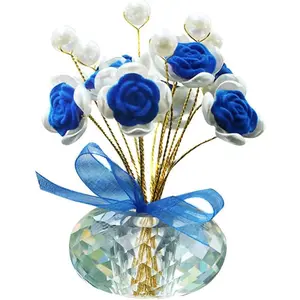 1PCS Car Ornament Flower, Romantic Rose Flowers with Resin Decoration Pearl Exquisite Crystal Background Ornament Flowers Pearl and Rose for Home, Office, Kitchen, Bathroom, Office Decoration