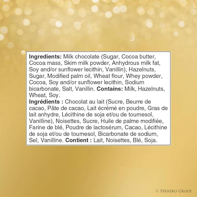 Ferrero Rocher Premium Milk Chocolate Hazelnut 48 Count Gourmet Crunchy Hazelnut Chocolates Gold Wrapped Gift Box for Special Occasions