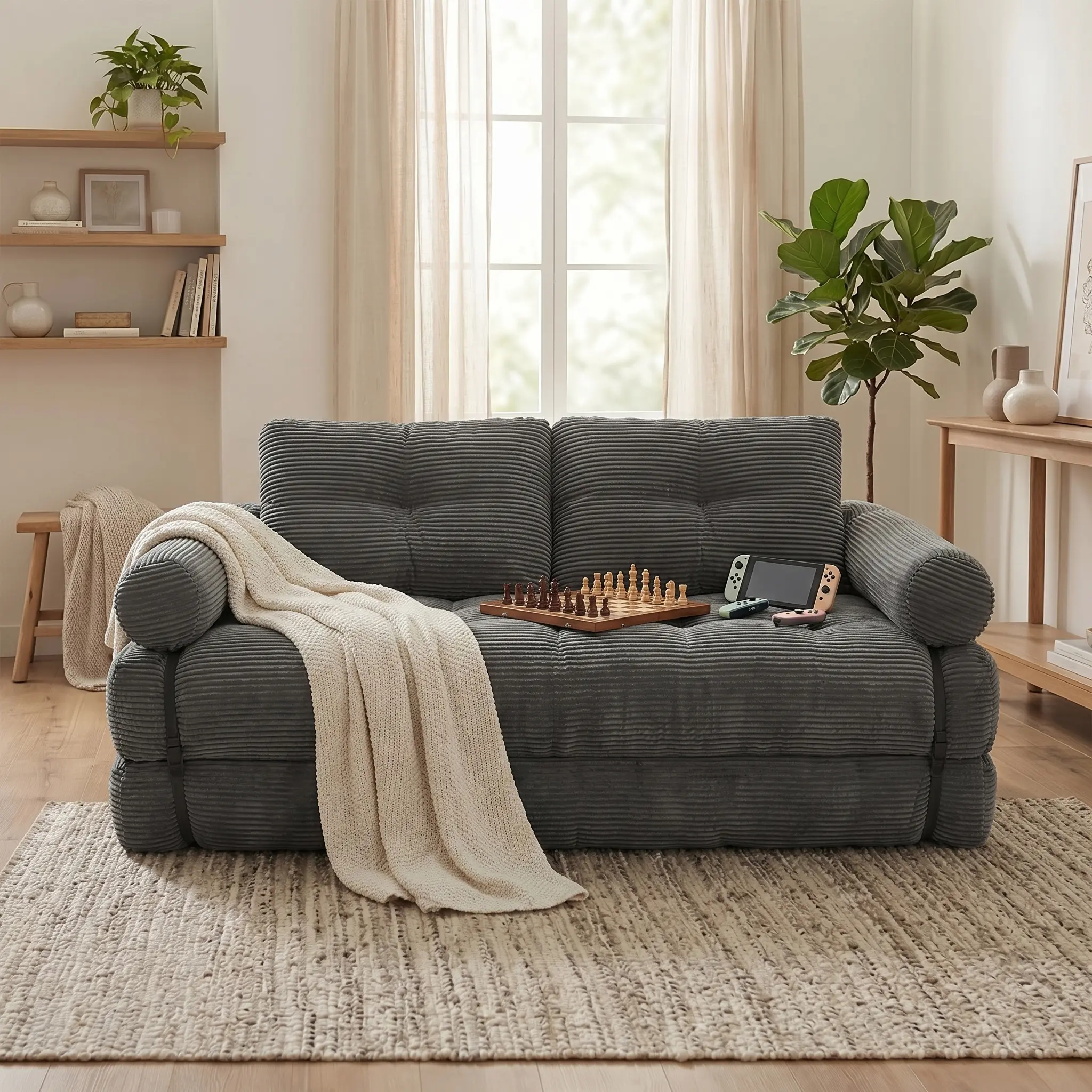 2-Seat Living Room Recliner Chair - Integrated Recliner Design, No Assembly Required, Deep-Seated Memory Foam, Frameless Sofa, Premium Indoor Furniture for Small Apartments, High-Quality Home Furnishings