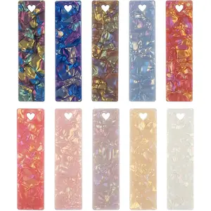 22pcs Rectangle Glitter Acrylic Bookmarks Colorful Shining Book Mark for Reader Lover
