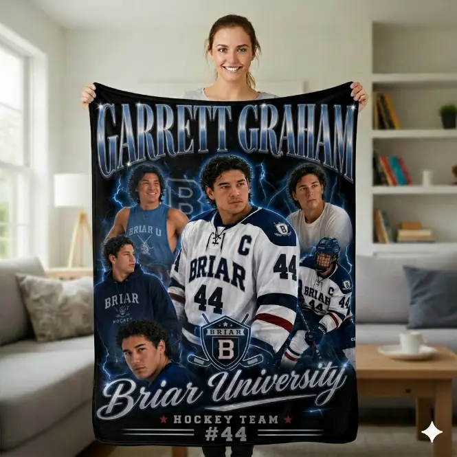 Off Campus Briar University Hawks Hockey Blanket, College Romance Book Series Fan Throw Blanket, Captain C4 Sports Style Home Decor Gift