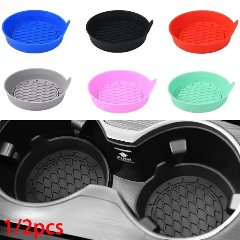 Universal 8cm Soft Silicone Car Cup Coaster Anti-Slip Cup Holder Waterproof Sift-Proof Spill Saucer Car Accessory Auto Accessories Vehicle Accessories Cup Coasters For Car Car Interior Accessories