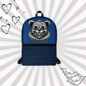 DreamSage Blue Gothic Teddy Bear Backpack 100% Polyester 4 Gallons Capacity Water-resistant with Laptop Compartment