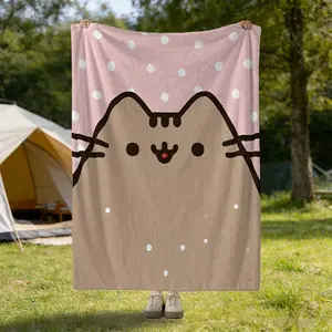 Cute Cat Print Blanket, Soft Flannel, Durable, Home Office Dorm Nap Mat, Bedroom Decor, Gift, Multiple Sizes Available