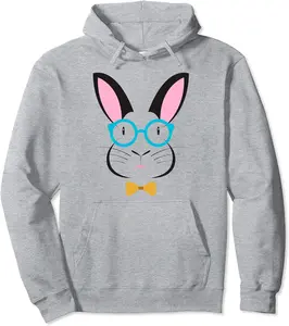 Easter Bunny Face Tee Hip Hop Smart Rabbit Eggs Hunting Pullover Hoodie - Margaritahe Shop 42B0851YH7N6
