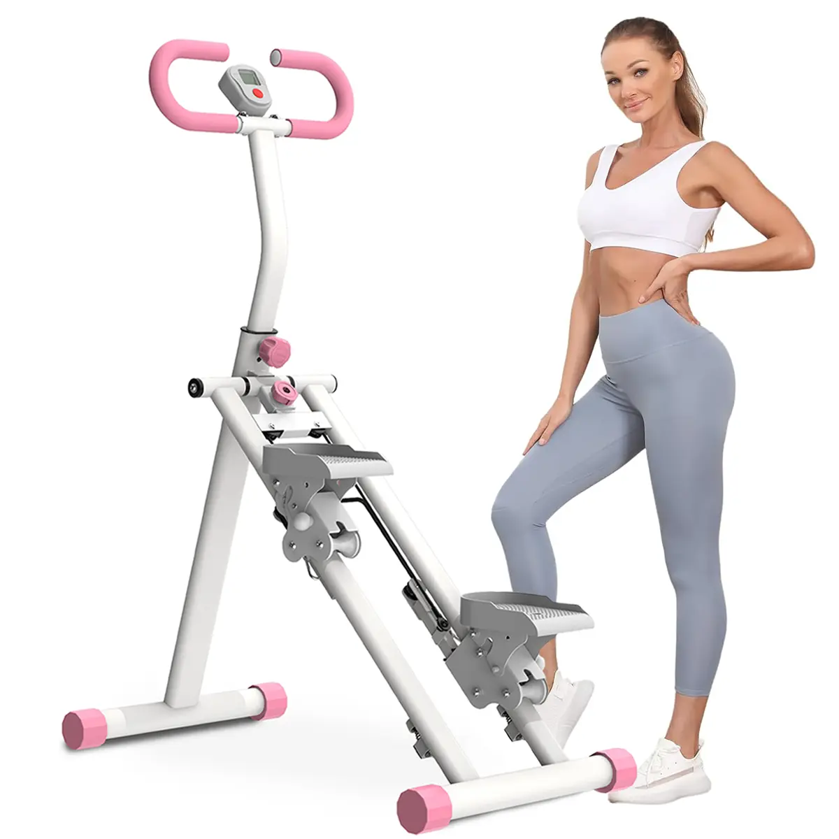 Foldable Stair Climber Machine for Home Gym, Compact Vertical Stepper with Adjustable Handle, Digital LCD Screen, Anti-Skid Design, Natural Rock-Climbing Motion Feels Natural, 265lb High-Capacity Multifunctional Full Body Cardio Workout Equipment