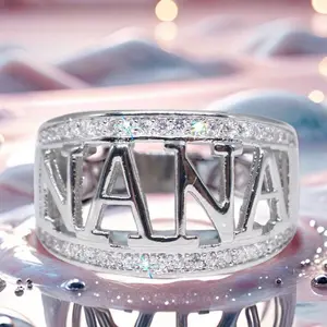 Exquisite Letter NANA Rings Zircon Gifts for Men & Women rings for women Wedding Engagement Promise Bride Eternity Ring Anniversary Ring Birthstone Ring Ladies Romantic Holiday Gift