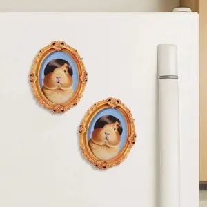 Fun Photo Frame Magnet, Cute Animal Fridge Decor, Strong Grip Mini Oval Frame, Easy Swap Photo Gift Idea, Fun Kitchen Office Display, Last Minute Mother's Day Wedding Favor, Handmade Resin Refrigerator Magnet 2026