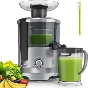 500-Watt Centrifugal Juicer with 2-Inch Feed Chute, 3-Speed Rapid Juicing Function, Fruit & Vegetable Trays, and Included Cleaning Brush, High-Speed Extraction for Fresh Juice from Fruits and Vegetables, Easy-to-Assemble and Clean Design