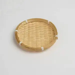 Handmade Bamboo Tray Basket Set, Traditional Oriental Design, Ideal for Serving Food & Tea, Durable Craftsmanship, Perfect Gift Idea