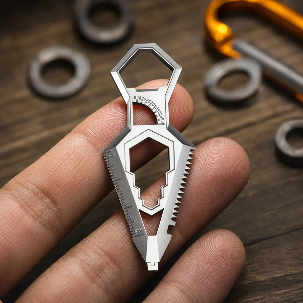 9-in-1 EDC Keychain Pendant Leverage Multitool with Keyring Clip, Quick Cutter, Mini Wrench, Small Enough to Carry Anywhere, for Home/Outdoors, On the Road, Gift for Brother