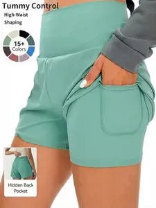 Hijesse Women’s High Waisted 2-in-1 Running Shorts with Side Pockets, Quick Dry & Anti-Chafing, Perfect for Spring & Summer Outfits