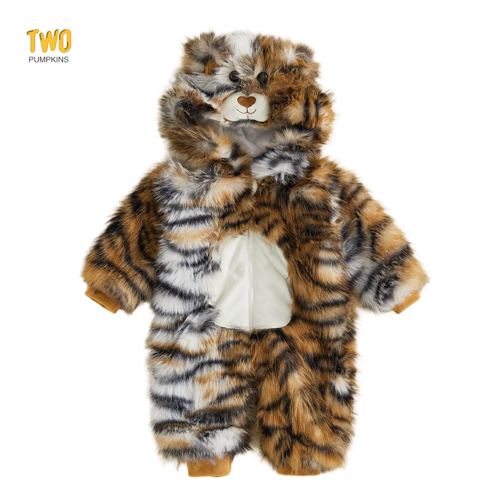 Baby Cute Costume Plush Long Sleeve Hood Zip Up Full Length Romper Fall Winter Warm Clothes Snowsuit