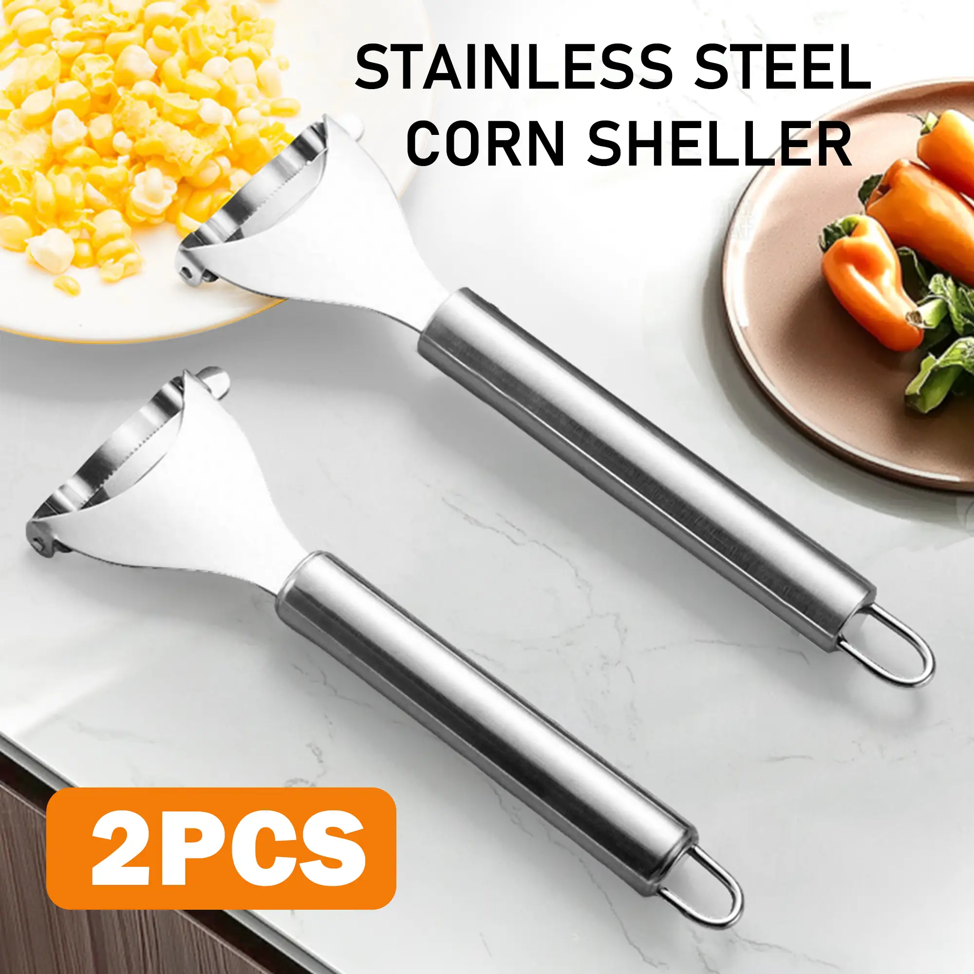 2 Counts Corn Peeler, Corn Kernel Collector - Built-in Kernel Catcher with Measuring Markings