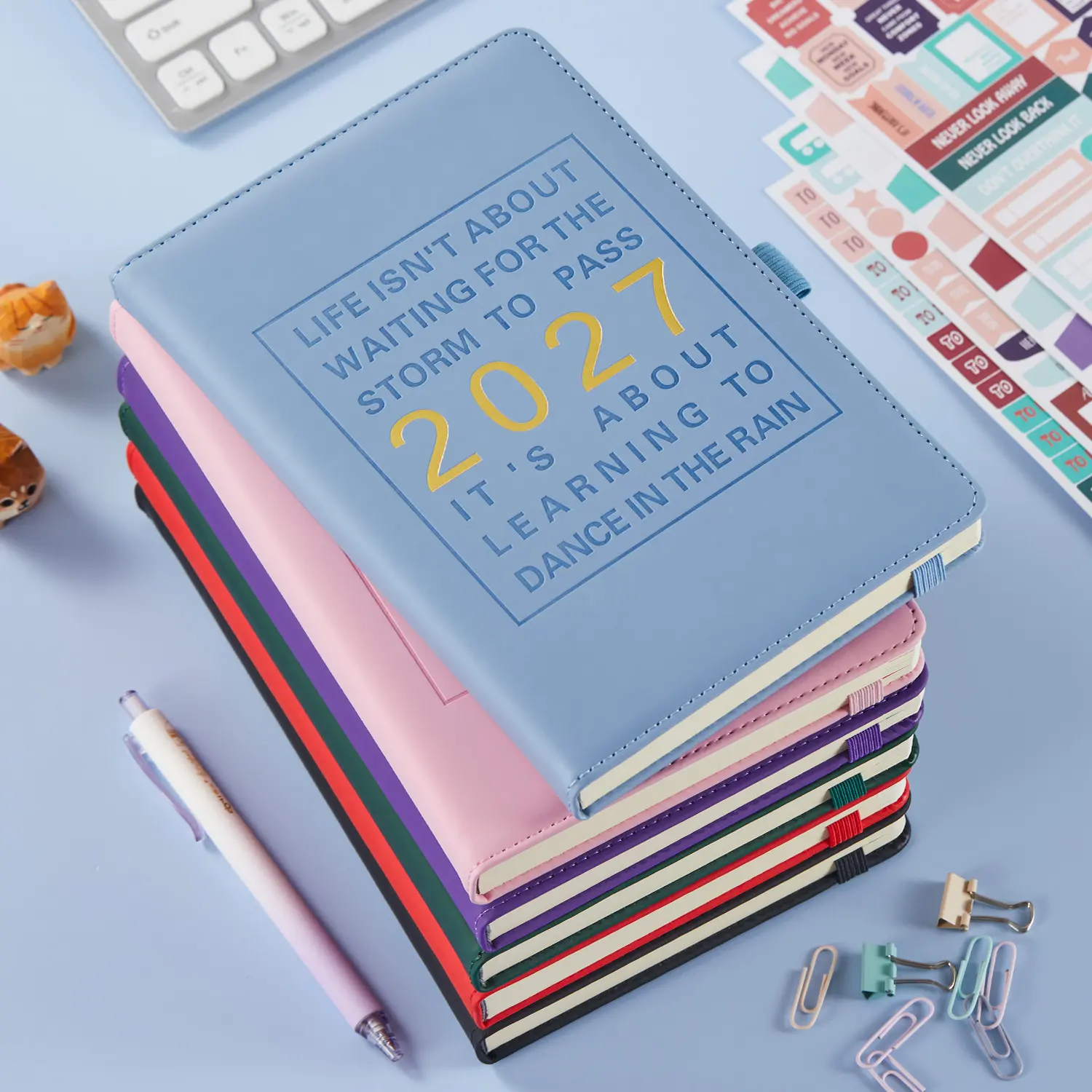 2027 Daily and Monthly Planner (Jan 2027 - Dec 2027), A5 Planner/Calendar with 12 Monthly Tabs, Inner Pocket, 4 Planner Stickers, Leather Cover, 5.6"x8.3", Agenda Planning Book for Students Teachers