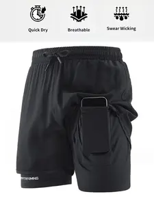 3 Pack Men's Gym Shorts Lightweight and Breathable, Drawstring Print Design for Running and Gym, Stretch Polyester Blend Ideal for Outdoors, Breathable Athletic Shorts