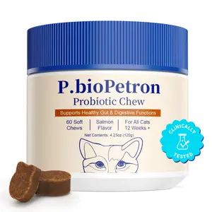 【P.bioPetron】Probiotics for Cats - Soft Chews for Gut & Digestive Health Pet Products Supplements Salmon Oil Ingredients