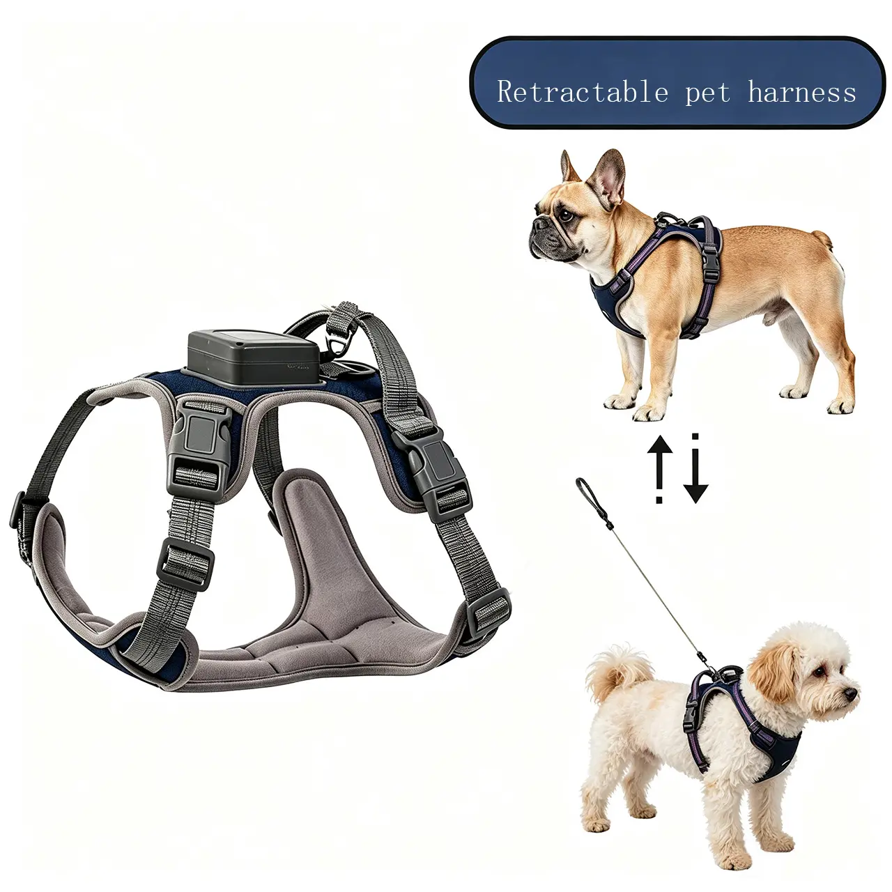 One‑Piece Anti‑Pull Dog Harness Built‑in Retractable Leash, Reflective Adjustable No‑Pull Pet Vest for Medium & Large Dogs Outdoor Walking