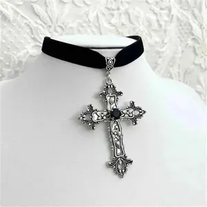 Vintage Antique Silver Color Cross Choker