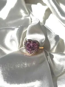 18k Big Pink Heart Ring (Size 7 & 8)