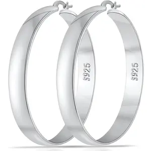 8mm Thick 925 Sterling Silver Hoops Earrings for Women 14K Real Gold Large Hoop Earrings Hypoallergenic and Lightweight Big Hoop Earrings for Women 20/30/40/50/60/70MM