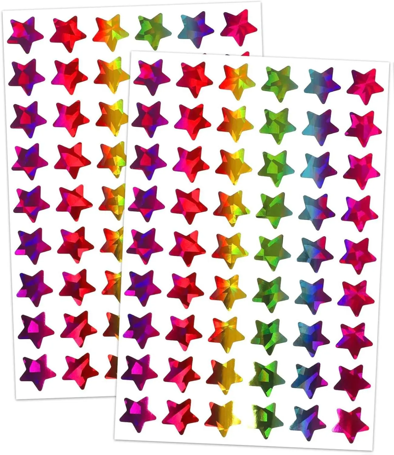 Holographic Rainbow Small Star Adhesive Decals (1620 Pcs, 0.6" Diam) - Fun Stickers for Children Students, Kids' Behavior Chart Reward, Classroom Calendars, School Teacher Supplies, Decal Stickers