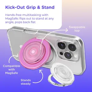 PopGrip Kick-Out Grip and Stand for MagSafe - Magnetic Phone Grip and Stand Compatible with MagSafe Wireless Charging for Smartphone - Sleek Design & Style Swap Feature - Cellphone, Mount