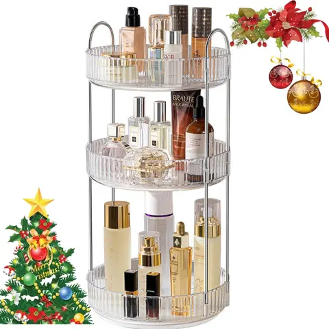 3 Tier 360° Rotating Makeup Organizer for Vanity, Bathroom Makeup Carousel Spinning Holder Rack makeup storage Boxes makeuporganizer