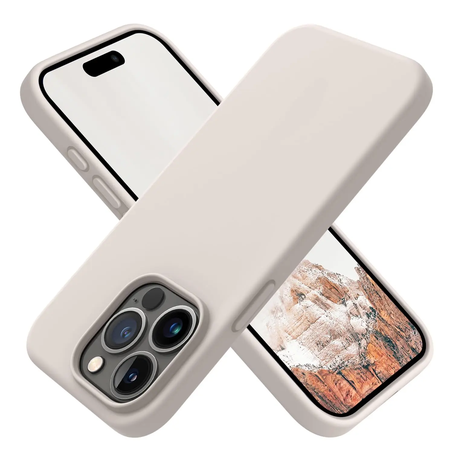 OTOFLY Compatible with iPhone 15 Pro Max Case, Silicone Shockproof Protection Slim Thin Handheld Phone Case with Anti-Scratch Microfiber Lining Cellphone Accessories, Smartphone Cover Protective Protector apple silicone Casing Screen Protector