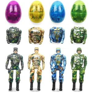 4 Pack Jumbo Soldier Deformation Easter Eggs with Toys Inside for Kids Boys Girls Easter Gifts Easter Basket Stuffers Fillers