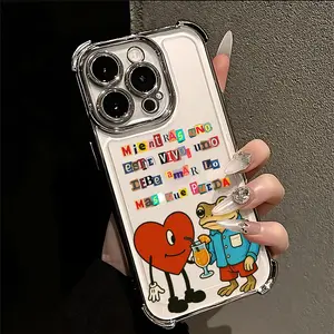 New B-Bad Bunnys Art Phone Case Suitable for iPhone 17 16e 16 15 14 13 12 11 Mini Pro Max Air X XR XSMAX 8 7 Plus Anti Fall Transparent Soft Back Cover