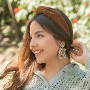 Wide Copper Shimmer Corduroy Knot Headband