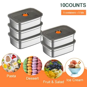 10-Piece Stainless Steel Food Storage Containers with Lids, Leakproof and Freezer/microwave Safe, Ideal for Home, Restaurant, Picnic, and Camping