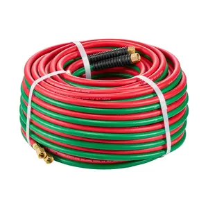 VEVOR Oxygen Acetylene Hose,  1/4-Inch x 100FT Oxy Acetylene Hose with 9/16"-18 B Fitting, 300PSI T Grade Welding Cutting Torch Twin Hose, Compatible with Oxygen, Acetylene, Propane and Other Fuel Gases