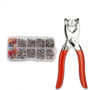 Snap Buttons Kit with Pliers 100PCS Metal Snap Fasteners & Hand Press Pliers Tool Set for DIY Clothing Repair Crafts Hats and Bags Electroplated Personality Trend