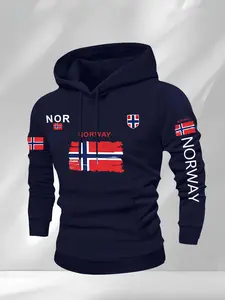 Norwegian-style hooded sweater with personalized printed casual top