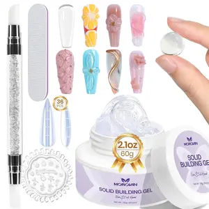 Morovan Solid Builder Nail Gel: 60g Large Capacity Nail Builder Gel for 3D Sculpting Non-Sticky Hard Gels for Nails Extension Carving Soak Off UV LED Salon Home DlY