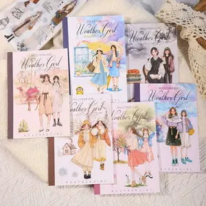 6 models, a 10-sheet vintage die-cut sticker book featuring fashion girls, weather, plants, and cloud pattern themes on PET washi paper, dual material for DIY notebook decoration and scrapbook material stickers.